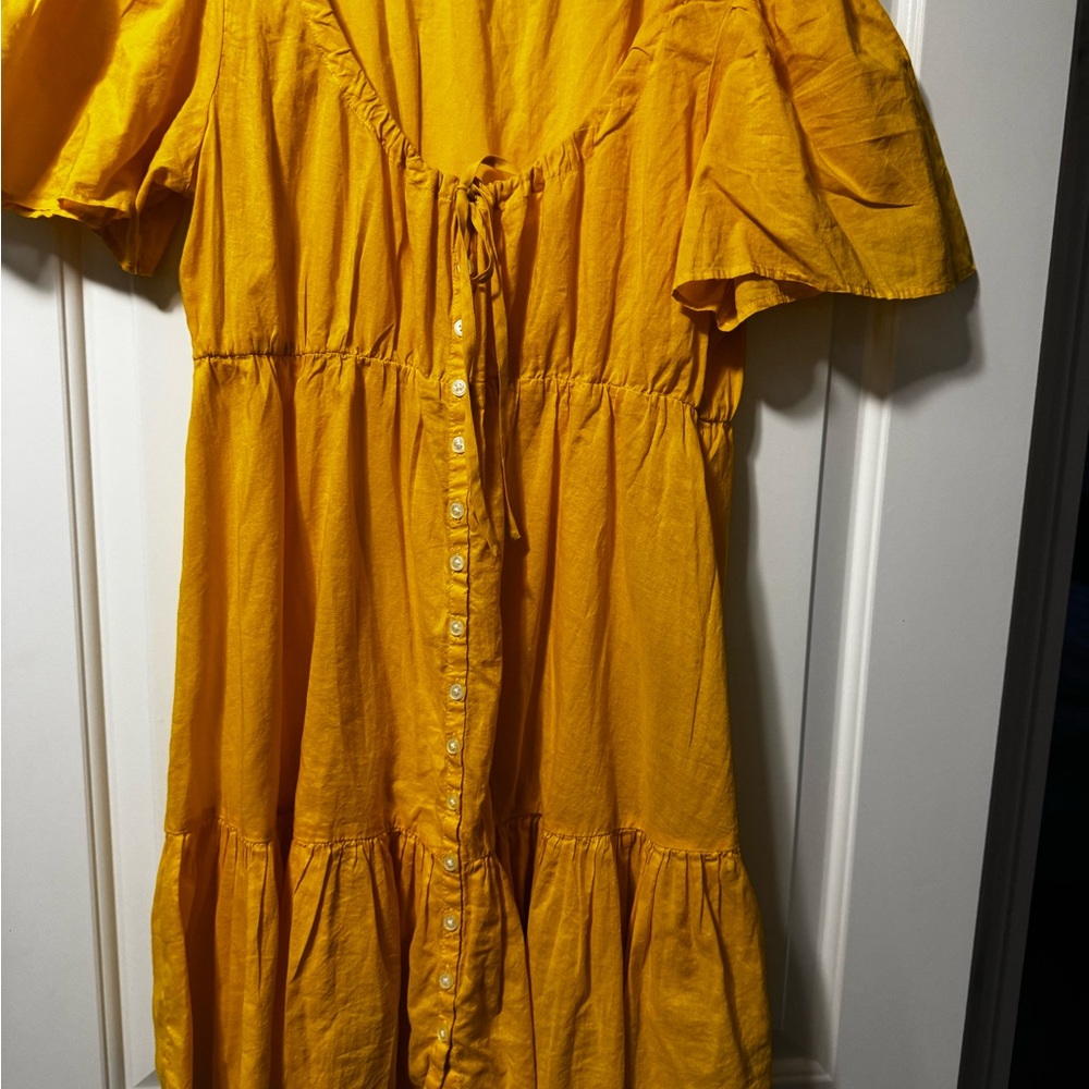 Sunny Yellow Button-Front Dress